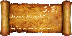 Sulyok Balambér névjegykártya
